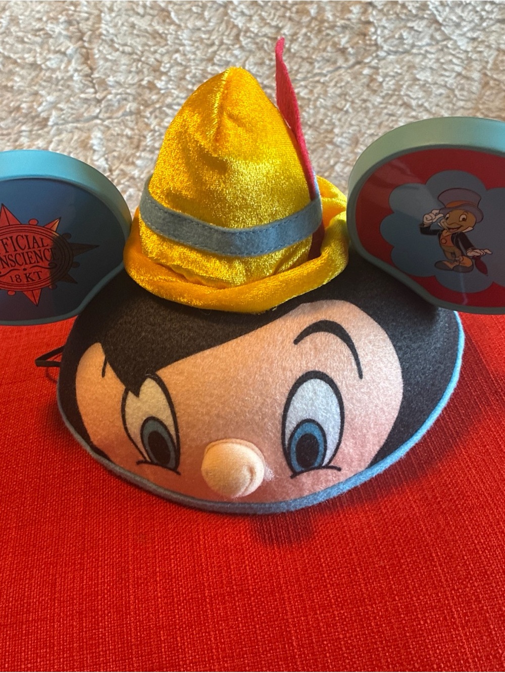 VINTAGE Pinocchio Mickey Ears Hat Disney Park Authentic One Size Adult